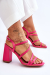 Leather Heel Sandals Fuchsia Florentina