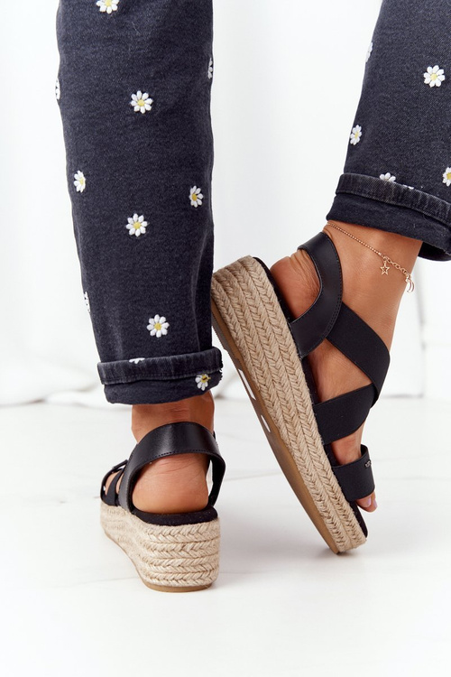 Wedge Sandals With Drawstring Big Star HH274411 Black