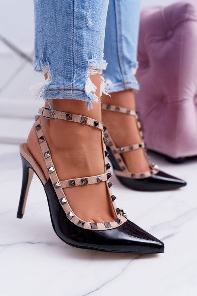 Vices Women's Stilettos Lacquered Black With Studs Valenti Jets