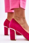 Classic Suede Pumps On A Decorative Heel Fuchsia Elizabeth 