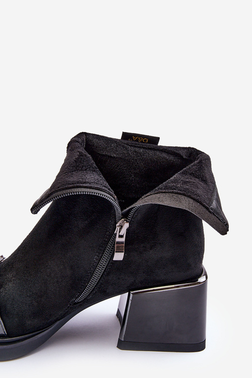 Suede Boots On Massive Block SBarski MR870-70 Black