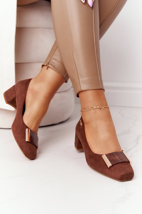 Suede Pumps On A Block Heel Sergio Leone PB142 Brown