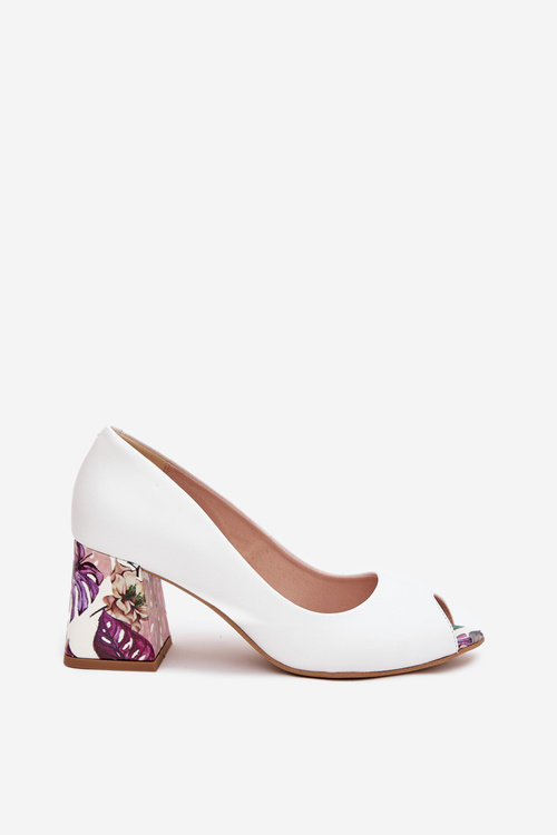 Leather pumps with decorative heel Lewski Shoes 2608/K white