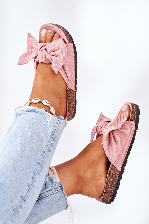 Corduroy Slippers On The Cork Sole Pink Summertime