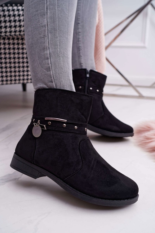 Women's Flat Heeled Boots Heated Black Verte