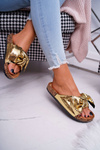 Cork Flip Flops with Cocard Gold Metallics