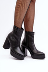 Women's Leather Ankle Boots On Heel And Platform Laura Messi 2690 Black