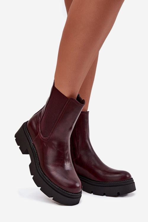 Insulated ankle boots with zipper burgundy Niviane