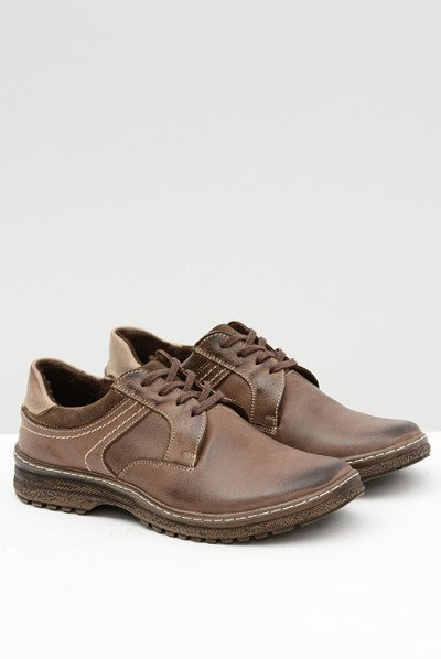 Brown Men's Leather Warm Half Boots Ernesto For Winter