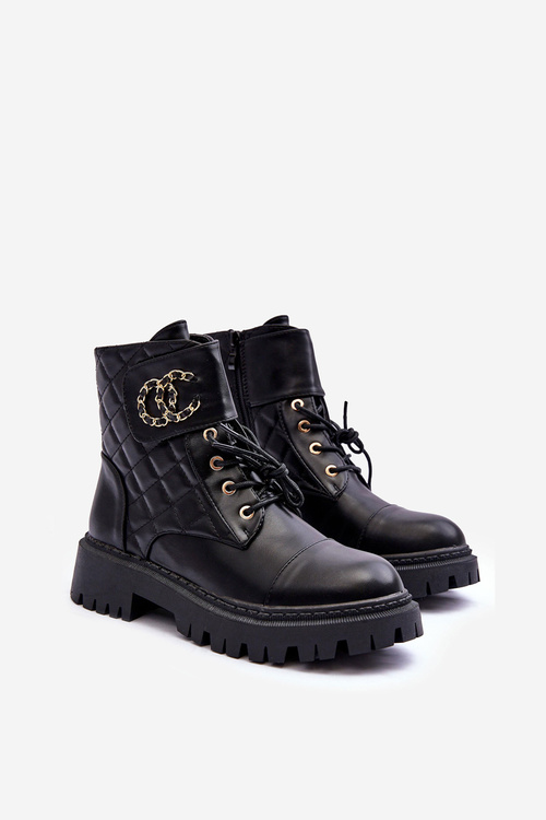 Women's Ankle Boots with Decoration Black Toye
