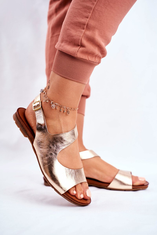 Women's Laura Messi 1116 Leather Sandals Gold Vollare