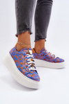 Buty Sportowe Skóra Platforma Maciejka 06191-06 Niebieskie