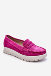Suede Platform Loafers Fuchsia Milana