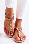 Women's sandals flip-flops with decorative crystals pink Selia