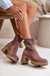 Women's Heeled Boots with Zipper Eco Suede Brown Rashmi