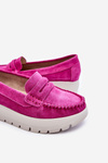 Suede Platform Loafers Fuchsia Milana