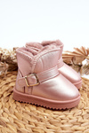 Children's Eco Leather Snow Boots with Pink Strap Orinor