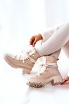 Leather Trapper Boots Tied Lewski Light Beige 3116