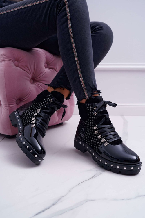 Women's Flat Heeled Boots Black Farell