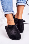 Women's Home Furry Slippers With Little Ears Black Hippo
