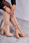 Classic Suede Heel Boots Dark beige Tressa