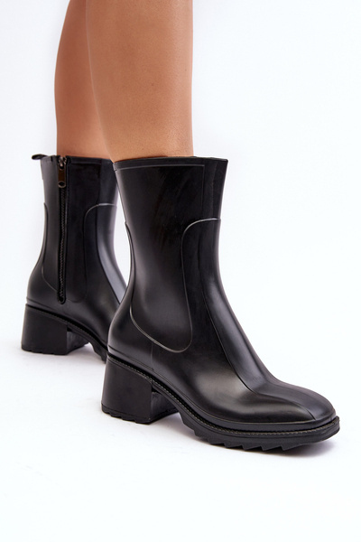 Women's Matte Boots Botki On Heel Black Bertaida