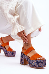 Leather Heels Sandals Maciejka 06089-18 Orange