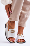 Women's Sandals With Decoration S.Barski KV-2775-49 Silver