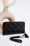 Large Quilted Wallet With Stripe Black Jeffrey