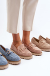 Women's Pink Perforated Loafers with Decoration Talesse