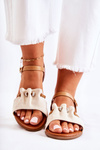 Elegant Suede Sandals With Sequins Beige Vitoria