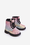 Kids Sparkly Furry Lined Boots with Zipper Multicolor Saussa