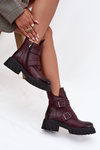 Leather insulated women's boots with buckles and decorative detail Zazoo 60482 Burgundy