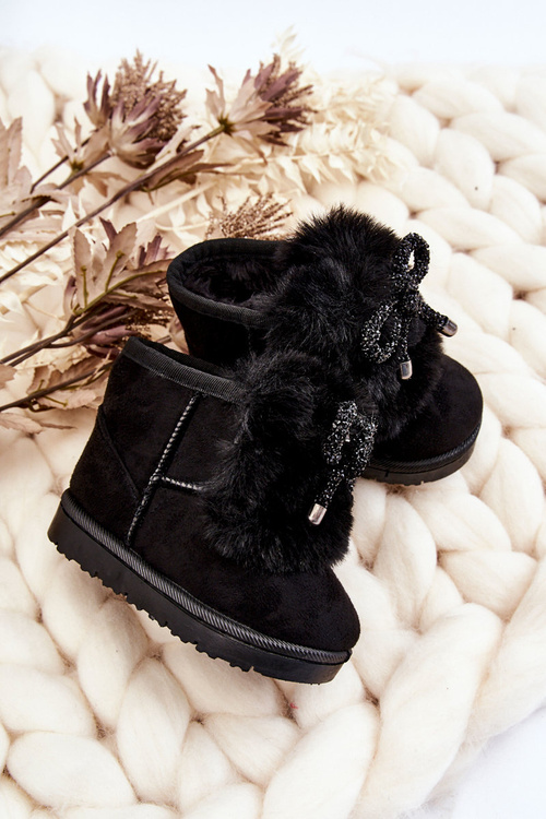 Children's Snow Boots Insulated With Fur Suede Black Amelia
