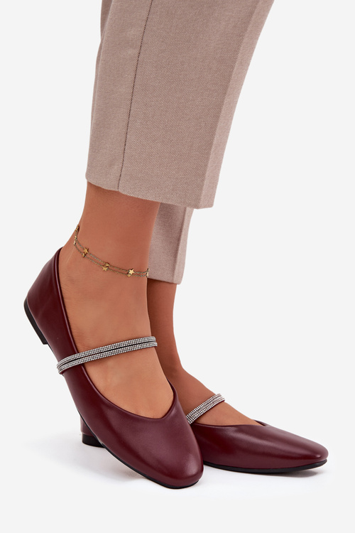 Women's Ballerinas With Shiny Straps Burgundy Ilirene