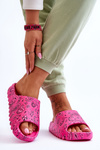 Fashionable women's slippers on a massive platform fuchsia Lorette