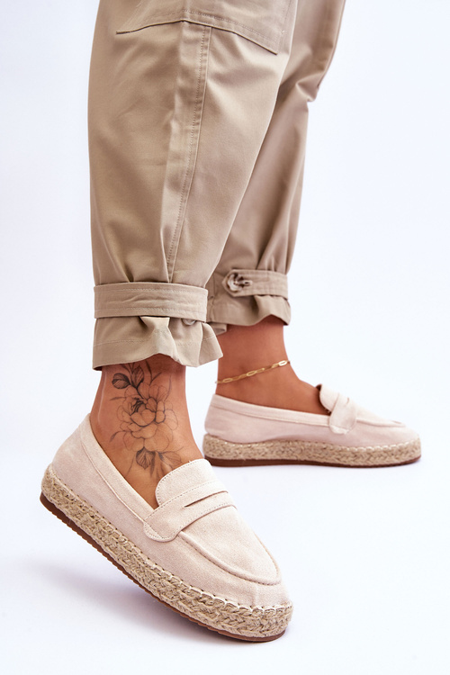 Espadryle Damskie Zamsz Jasnobeżowe Keyla