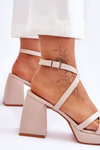 Fashionable High Heels And Platform Sandals Beige Secret Rose