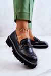 Leather Shoes Snake With Ornament Black Adison