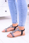 Women's Black Sandals with Zircons Rent