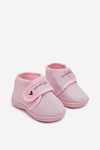 Kids slippers with velcro stripes light pink Lavelle