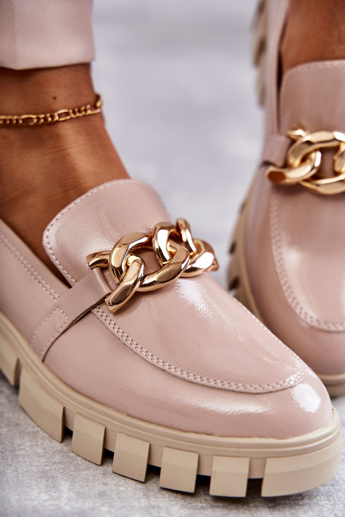 Lacquered Loafers On The Platform Beige Inger