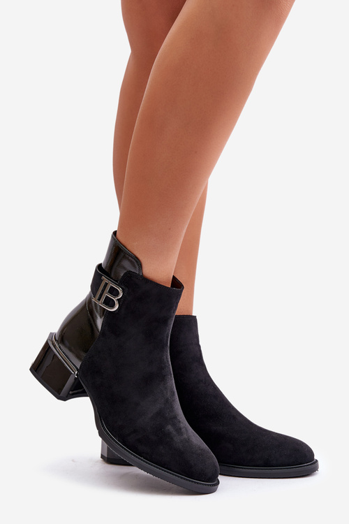 Botki Ocieplane Eleganckie Na Obcasie Czarne MR880-040