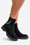 Insulated ankle boots with zipper and decorative strap black Labenne