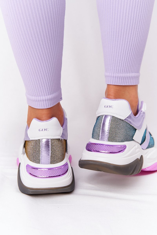 Sportowe Buty Na Dużej Podeszwie GOE HH2N4038 Biało-Fioletowe
