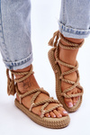 Tied Sandals On A Massive Platform Dark beige Can't Wait