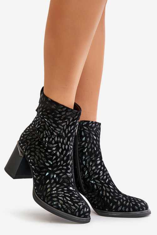 Women's Insulated Heeled Ankle Boots Black D&A MR880-085