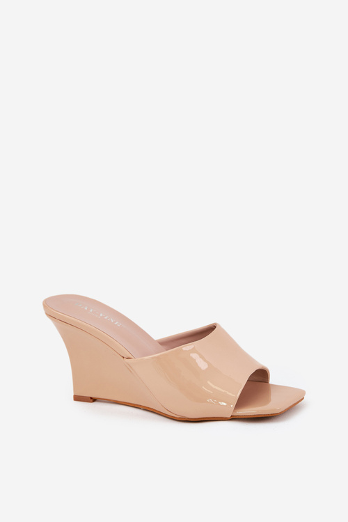 Lacquered Women's Wedge Sandals Nude Nelithin