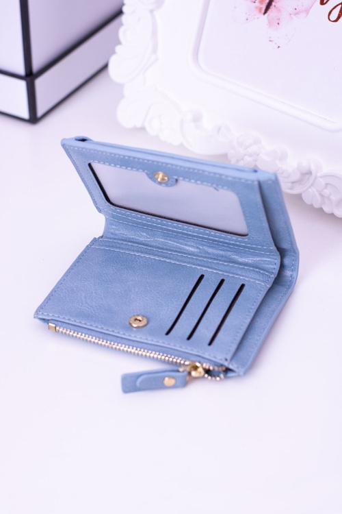 Small Blue Women's Wallet Gold Lock