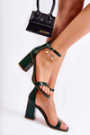 Women's Leather Sandals Snake Pattern Green Sollana